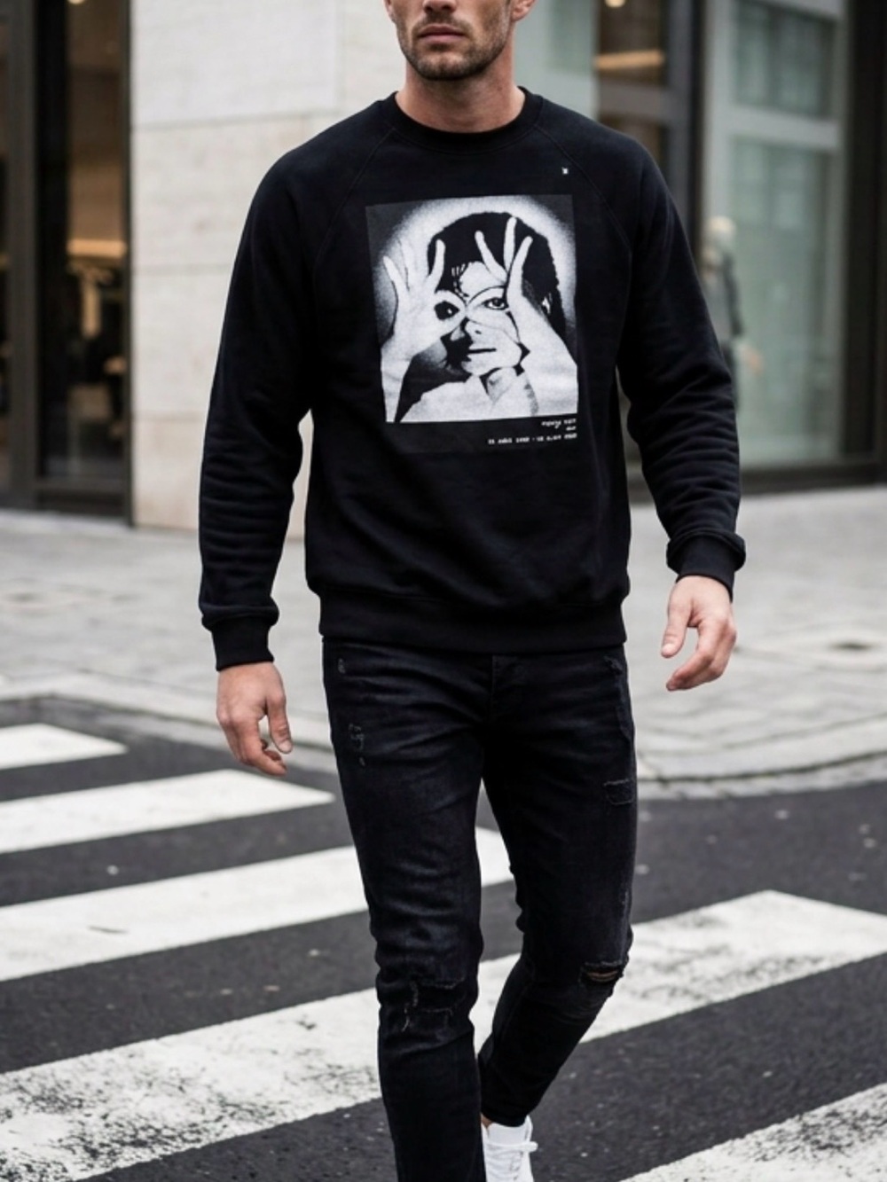 Black Graphic Men's Sweater